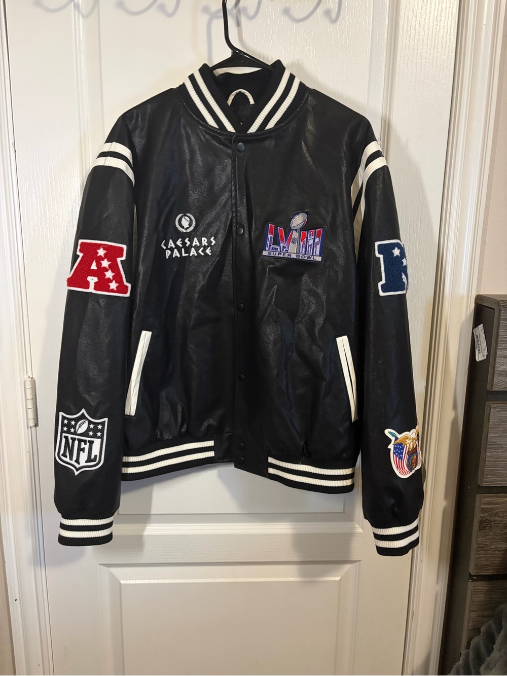 Caesars Palace Black NFL Varsity Jacket
